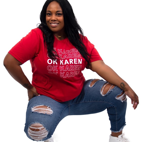 Red Cotton Graphic Tee “Ok Karen” - Picture 2 of 3
